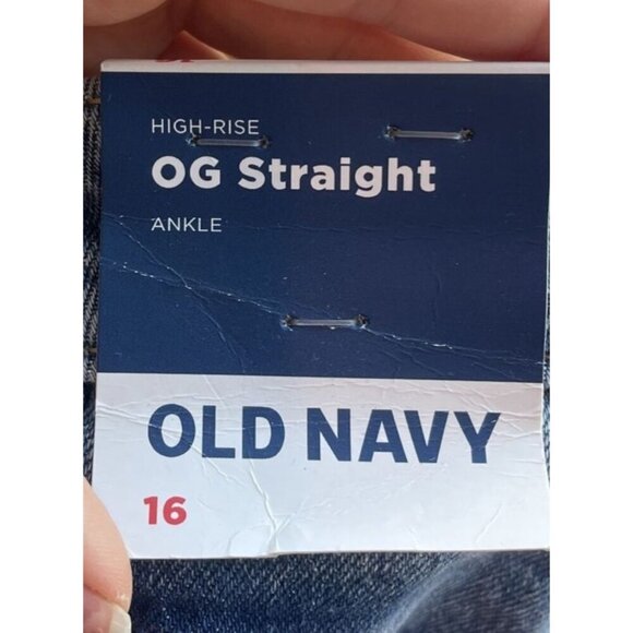 Old Navy Curvy OG Straight Jeans Size 16 High Rise Medium Wash Stretch Ankle - Picture 12 of 14